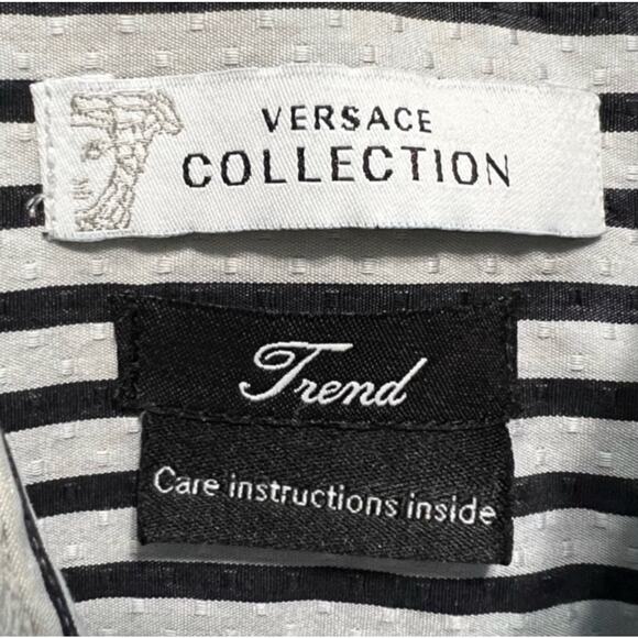 Versace Collection Trend Men's Stripe Button Down Dress Shirt‎ Size 38 - Picture 8 of 9